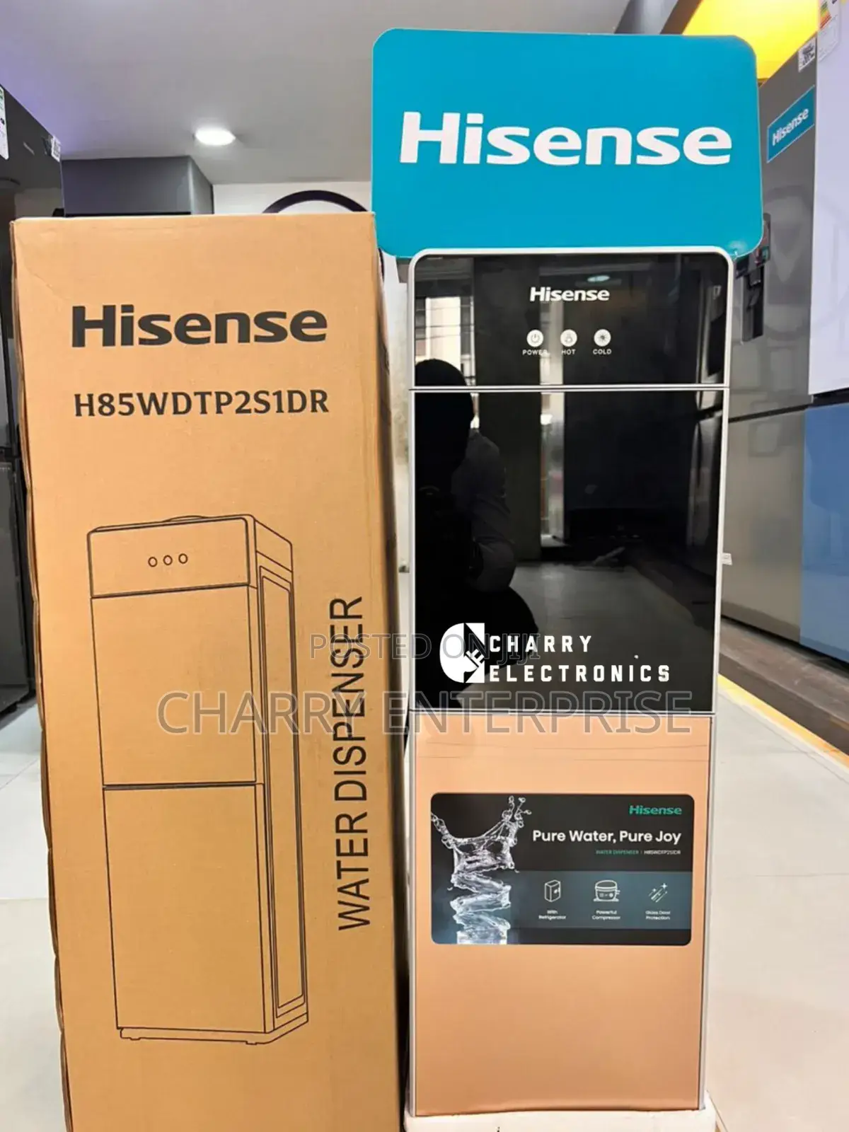 HISENSE Water Dispenser With Fridge, Lock and Tempered Glass