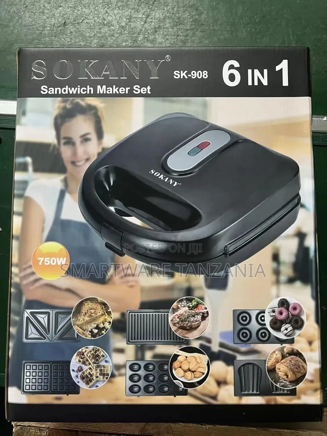 6-in-1 Sandwich Maker, Waffle Iron, Grill, Doughnut Maker