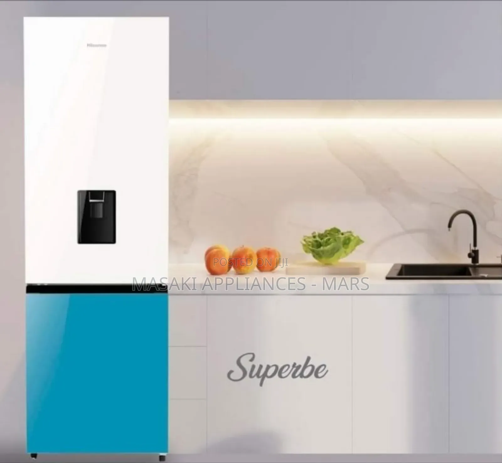 New Hisense 350L H450bdbl-Wd Refrigerator - Blue White