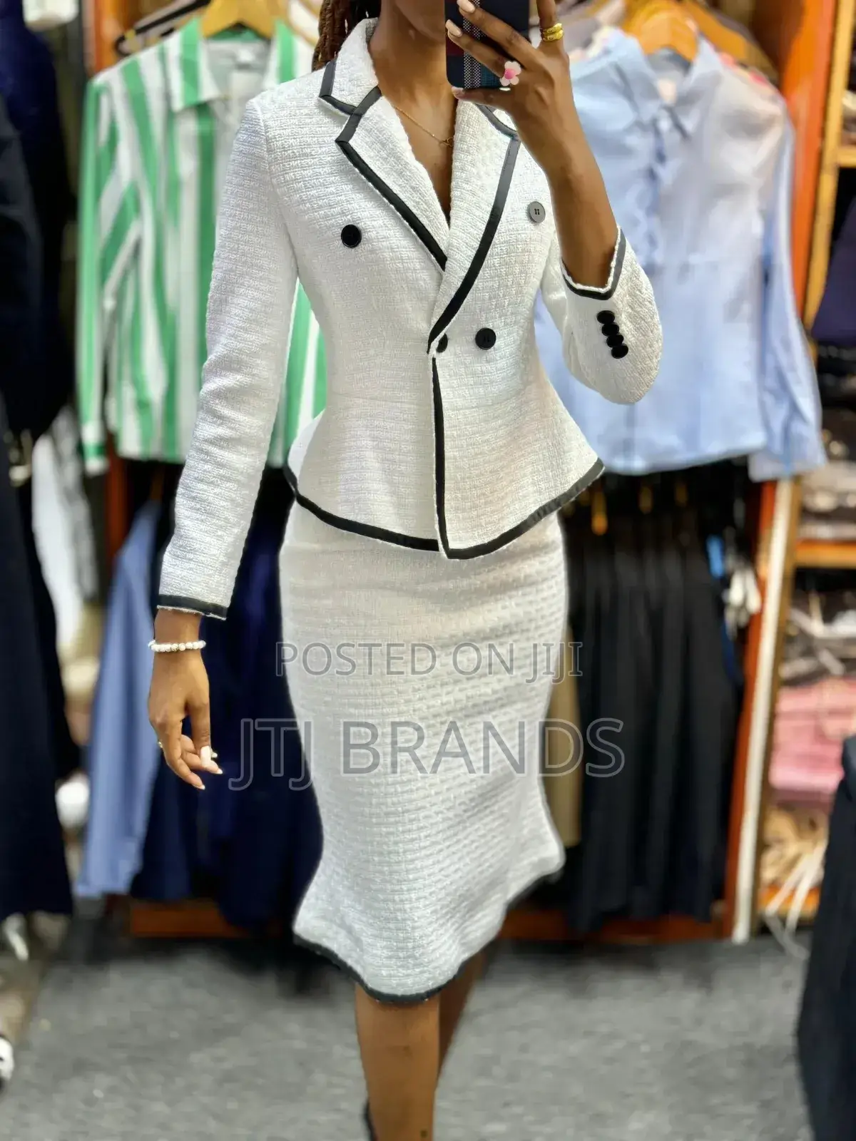 Woolen Taxedo Skirt Suit