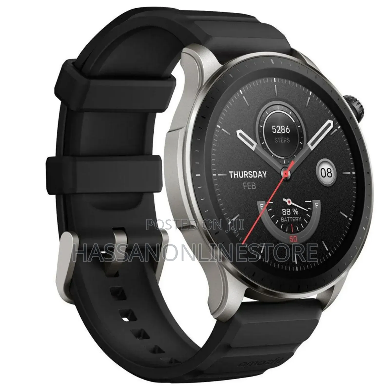 Amazfit GTR4 Smart Watch Silver Case Black Belt