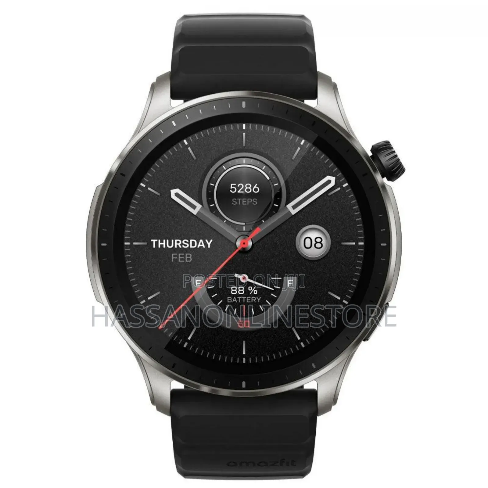Amazfit GTR4 Smart Watch Silver Case Black Belt