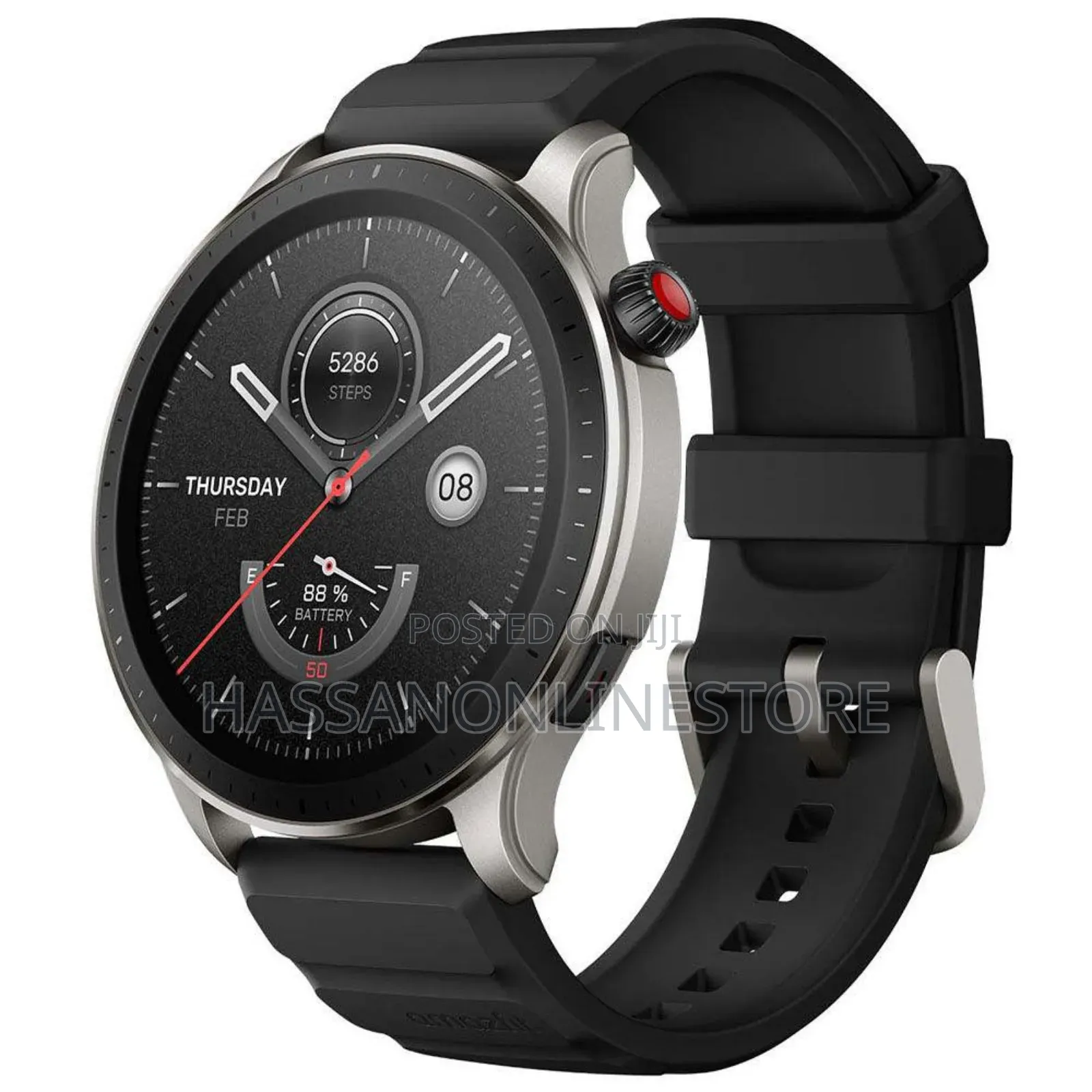 Amazfit GTR4 Smart Watch Silver Case Black Belt