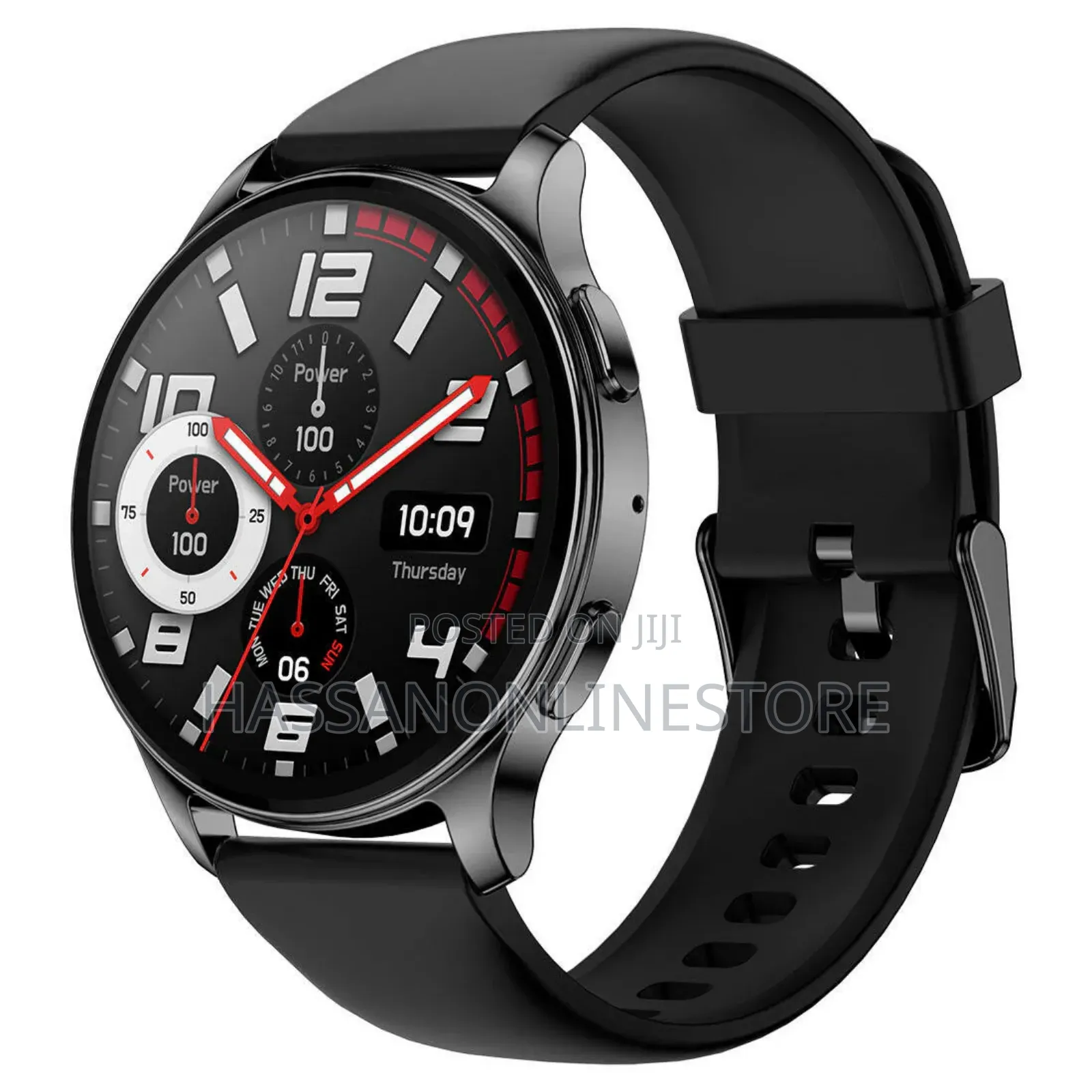 Amazfit Pop3r Smart Watch Silver Case Black Belt