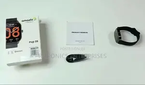 Amazfit Pop3s Smart Watch Silver Case Black Belt