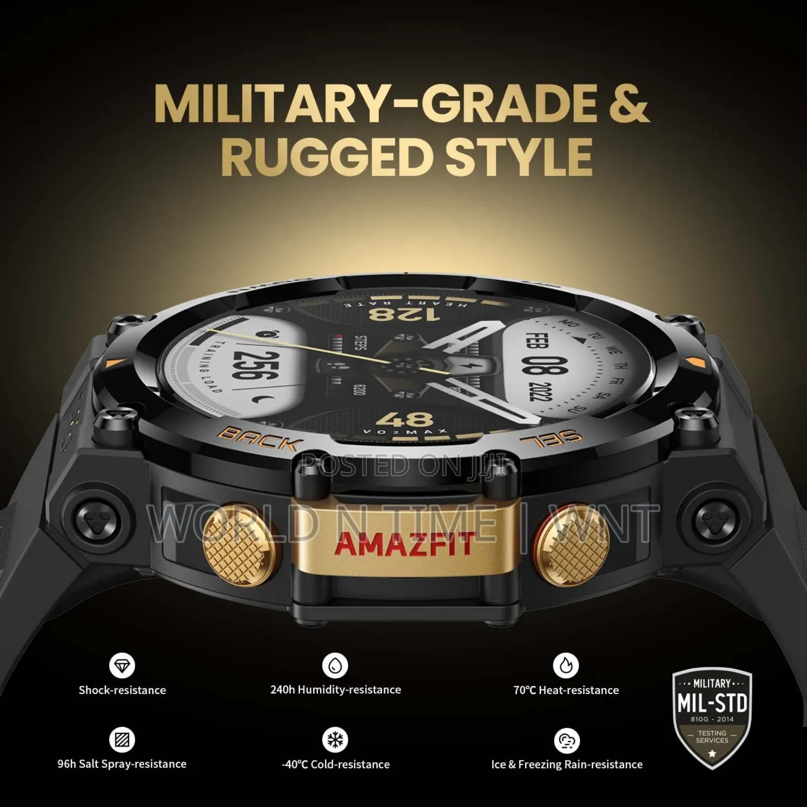 Amazfit Trex2 Heavy Duty Smart Watch Black Gold