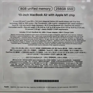 New Laptop Apple MacBook Air 2020 M1 8GB Apple M1 HDD 256GB