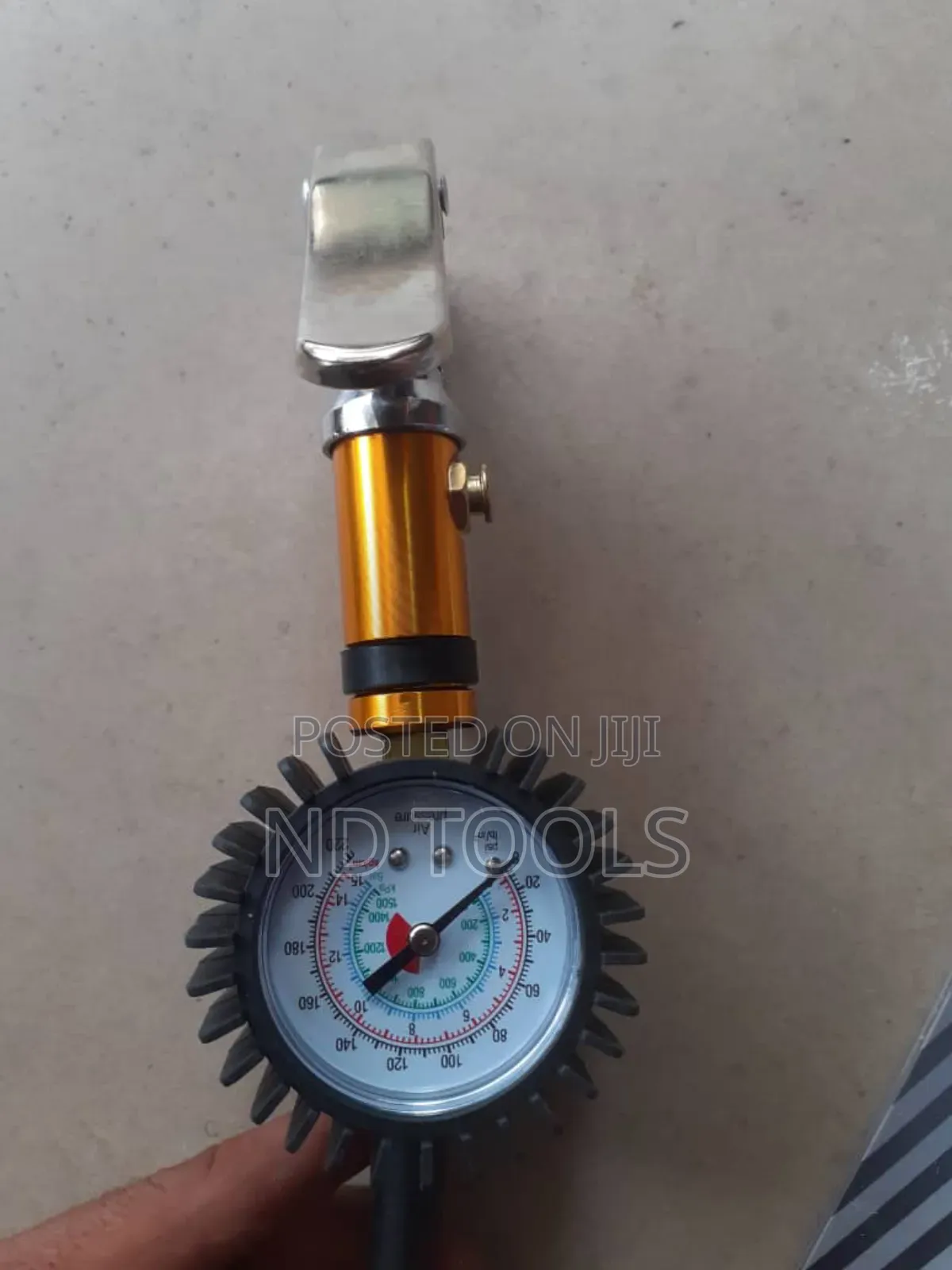 Tire Pressure Gauge Gold Tone