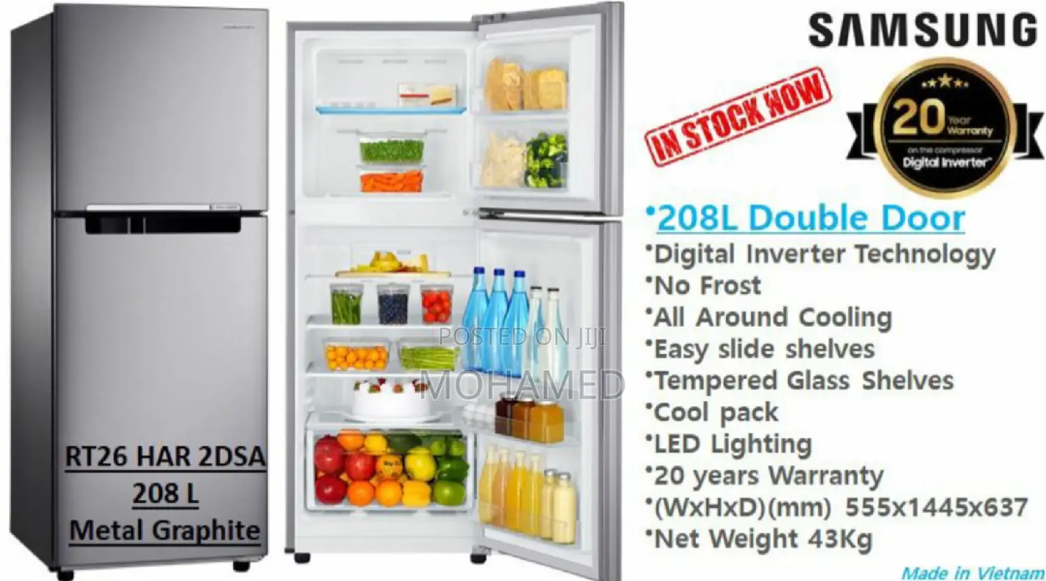 Samsung Fridge/Friji Model 26rt 208L