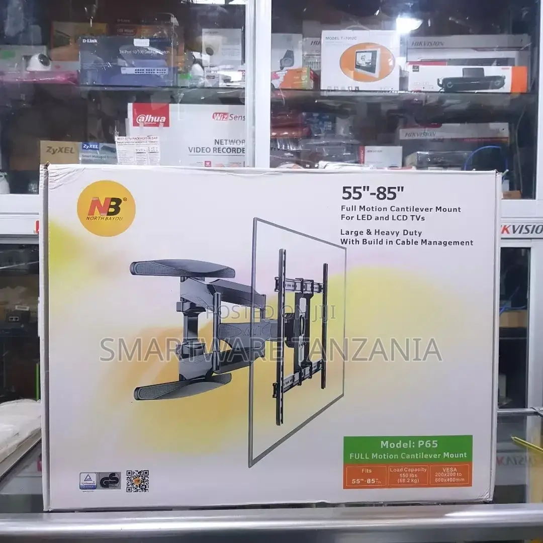 TV Monitor Full Motion Wall Mount 55"-85" 50kg Max