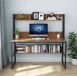Wooden Computer Study Table 2 Tier With Bookshelf Storage