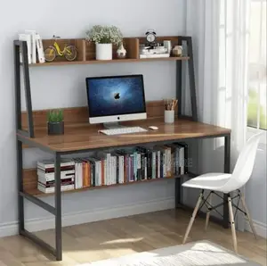 Wooden Computer Study Table 2 Tier With Bookshelf Storage