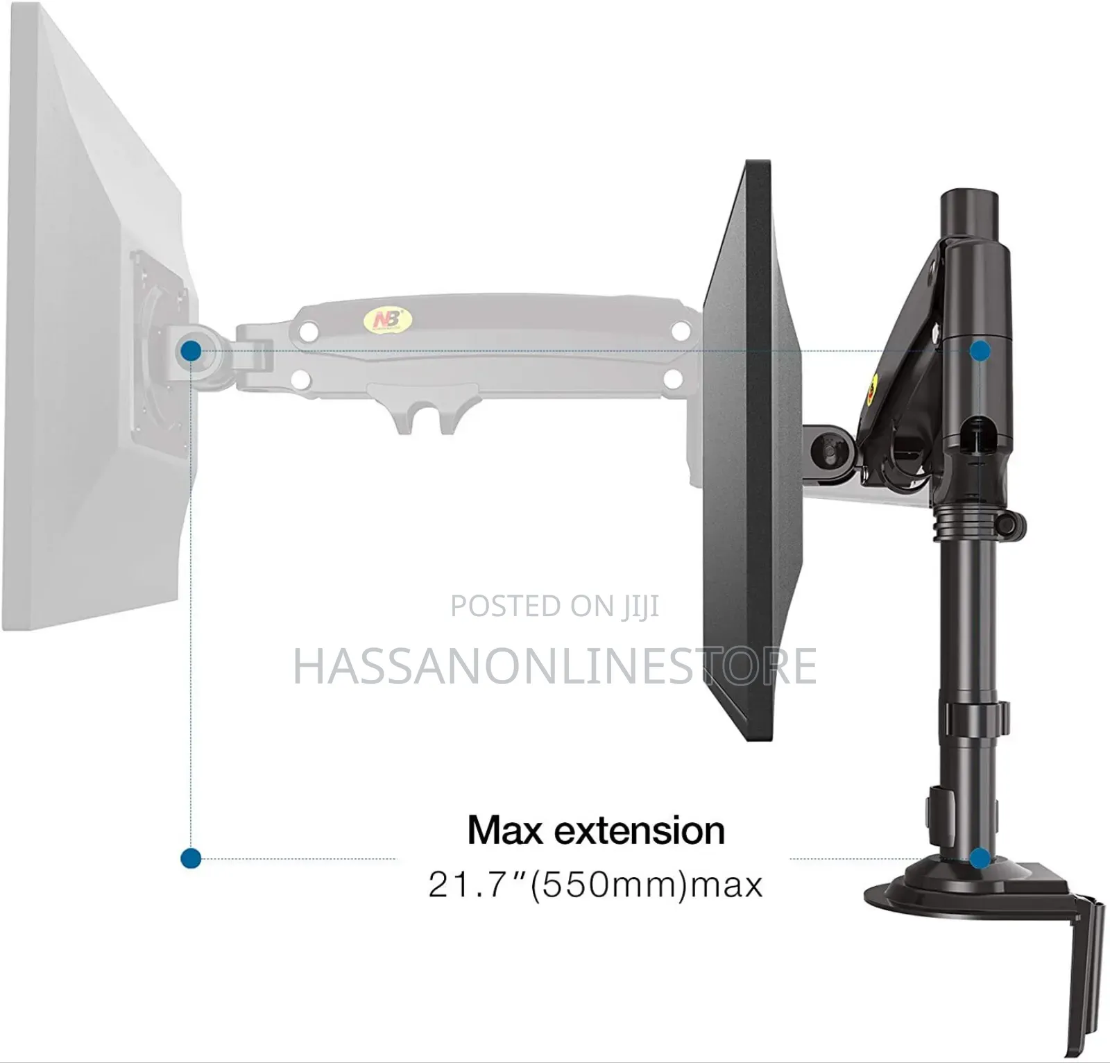 North Bayou H100 Desktop Monitor Arm 22" - 35" Up to 9kg