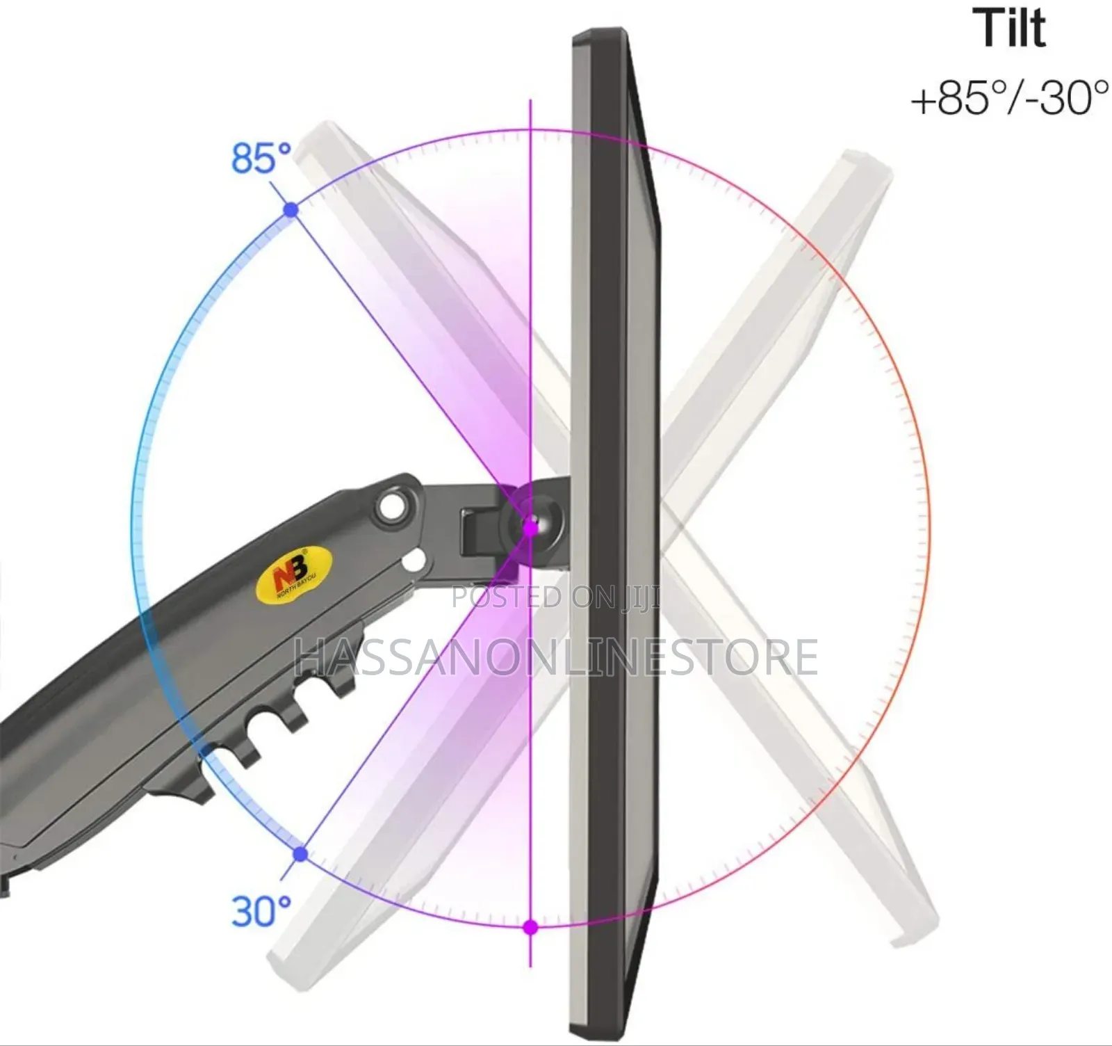 North Bayou H100 Desktop Monitor Arm 22" - 35" Up to 9kg