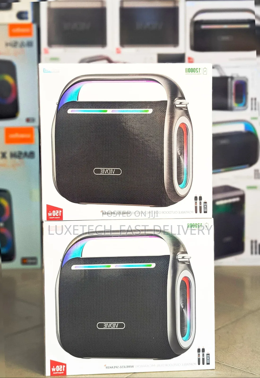 VIDVIE Portable Outdoor 2-Mic Karaoke Wireless Speaker 150W