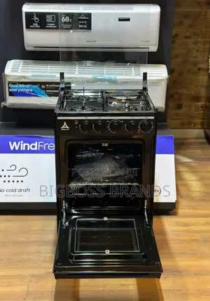 Delta Cooker Black 50x55cm 3gas Burners + 1elec Hot Plate
