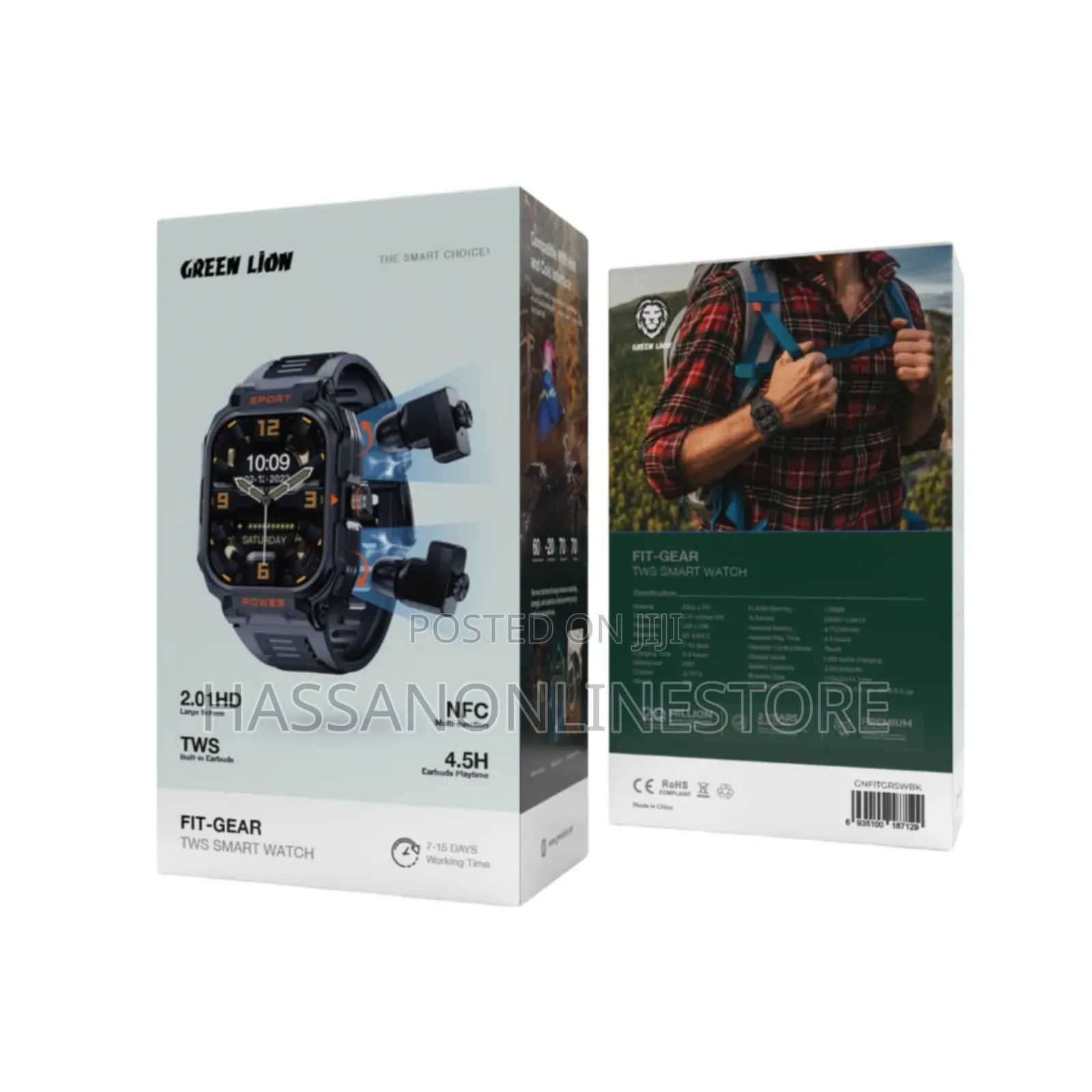 Green Lion Fit-Gear TWS Smartwatch - Black