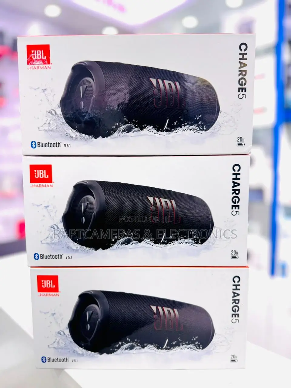 JBL Charge 5 Portable Bluetooth Speaker (Black)