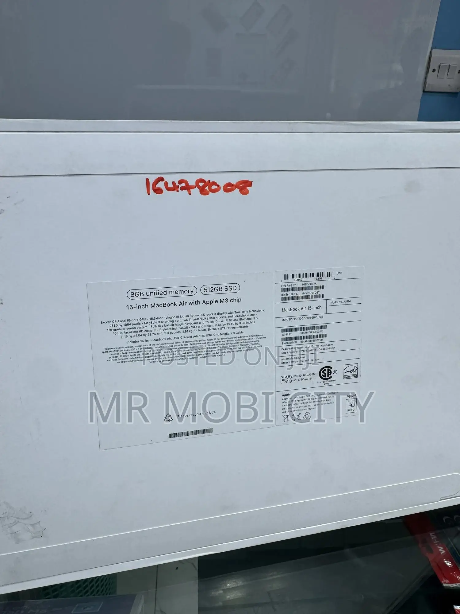New Laptop Apple MacBook Air 2024 M3 15-Inch 8GB Apple M3 SSD 512GB