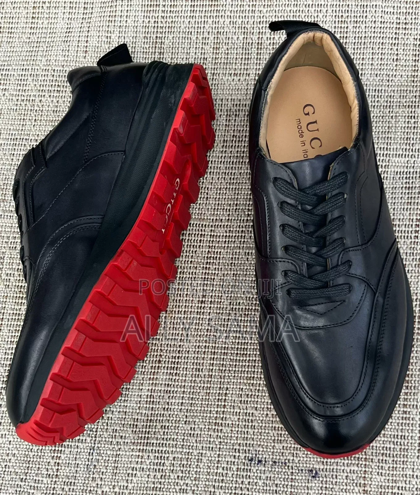 Mens Sneakers Gucci Full Black Material Leather Original