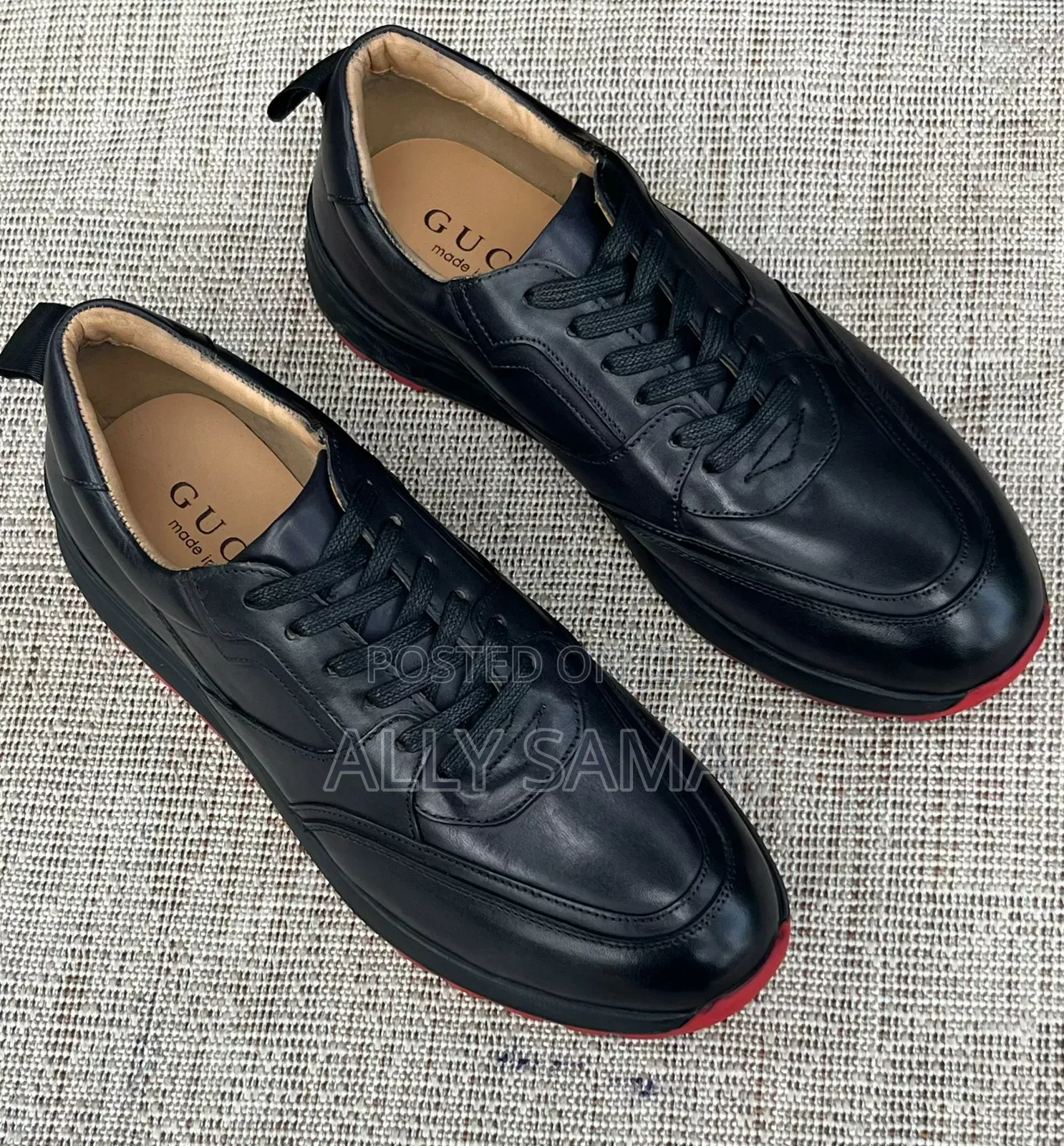 Mens Sneakers Gucci Full Black Material Leather Original