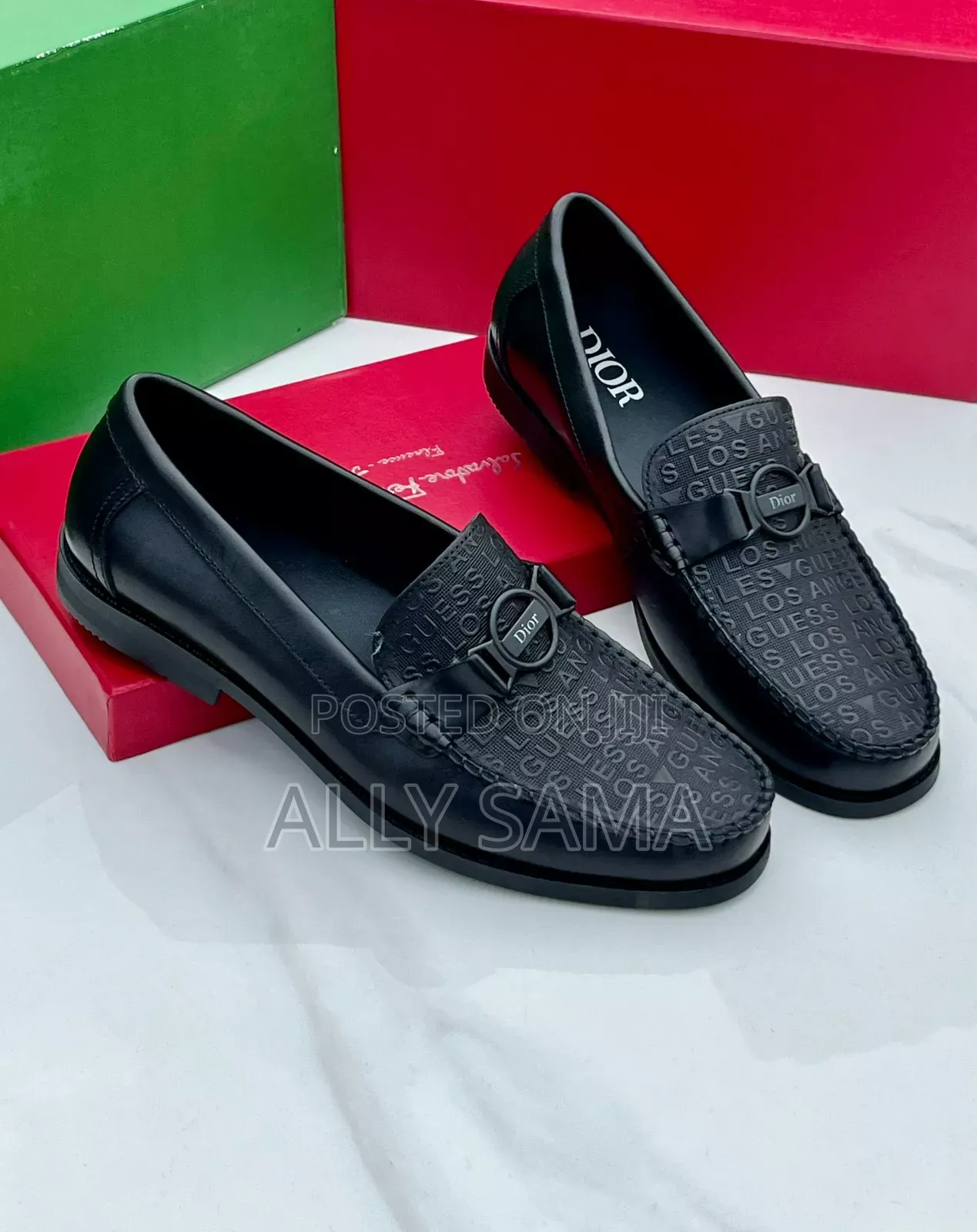 Mens Loafers Black Material Leather Original