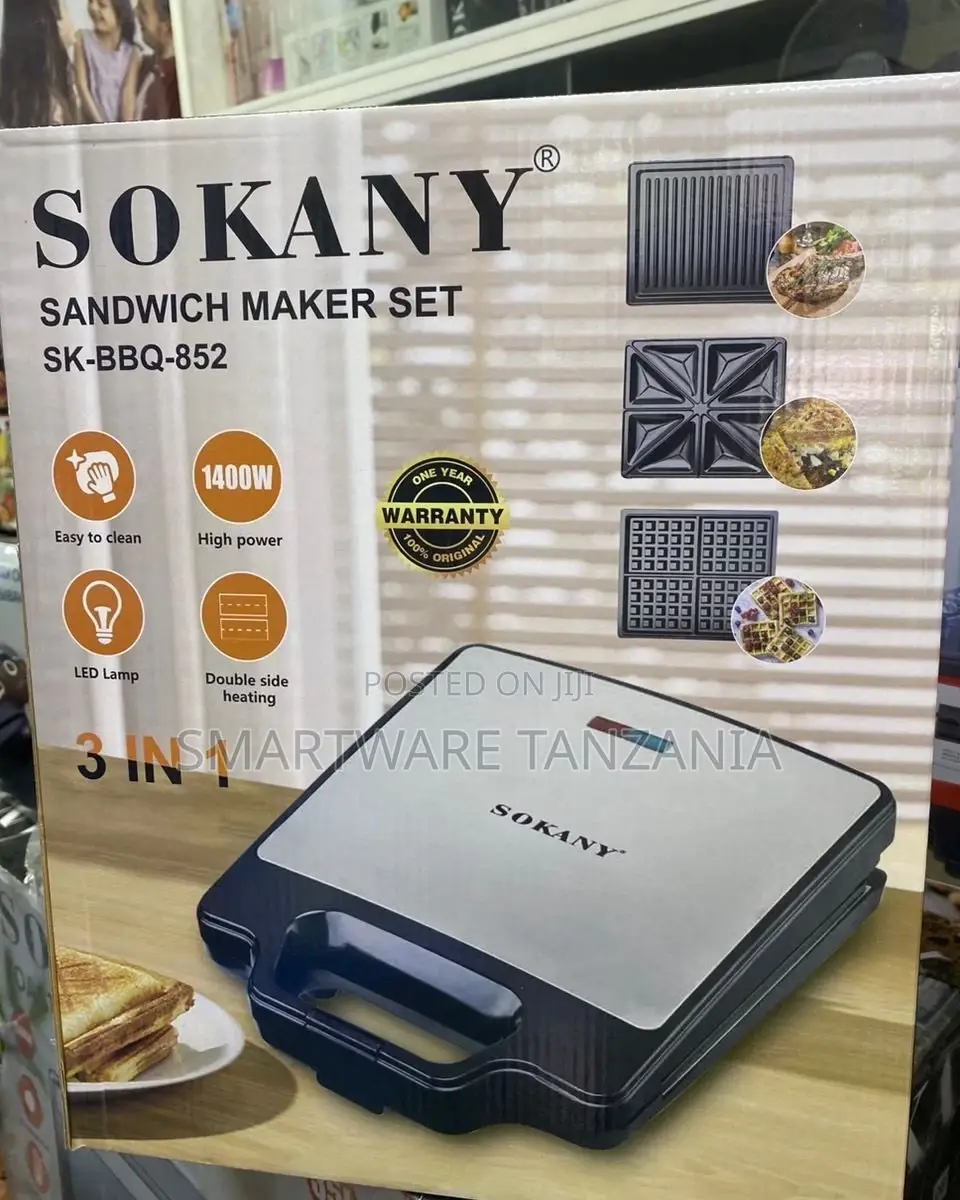 3 In 1 Sandwich Maker 4 Slices Breakfast Machine Press Grill