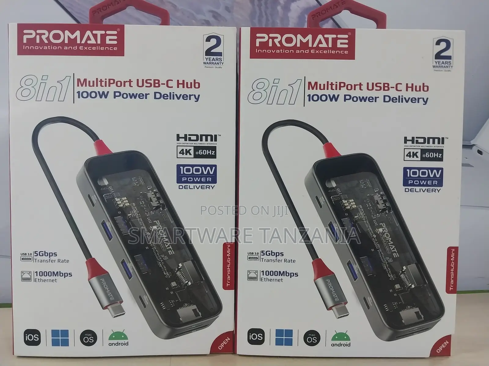 8-in-1 Multi-port USB Hub With 100W PD, 5gbps Transfer Rate