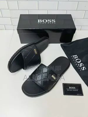 Mens Sandals Black Material Leather Sole Rubber Original