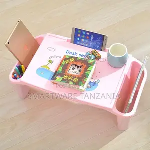Kids Breakfast Laptop Bed Table Lap Desk Tray, Side Pockets