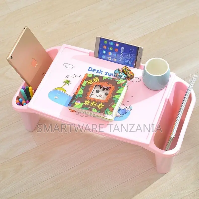 Kids Breakfast Laptop Bed Table Lap Desk Tray, Side Pockets
