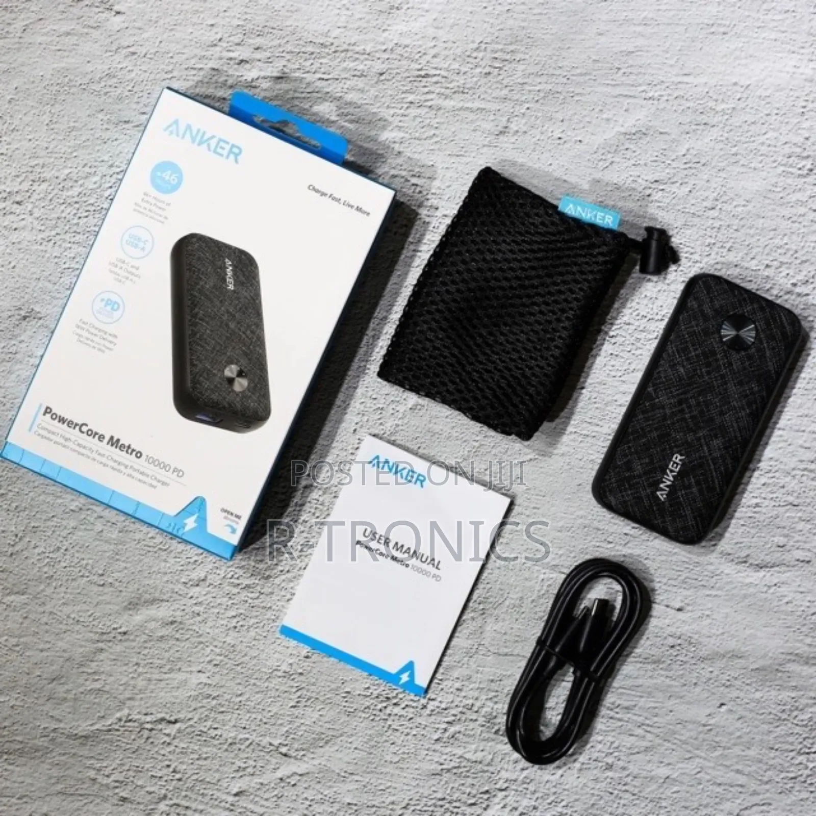 Anker Powercore Metro 10000 MAH PD 25W Fabric Black