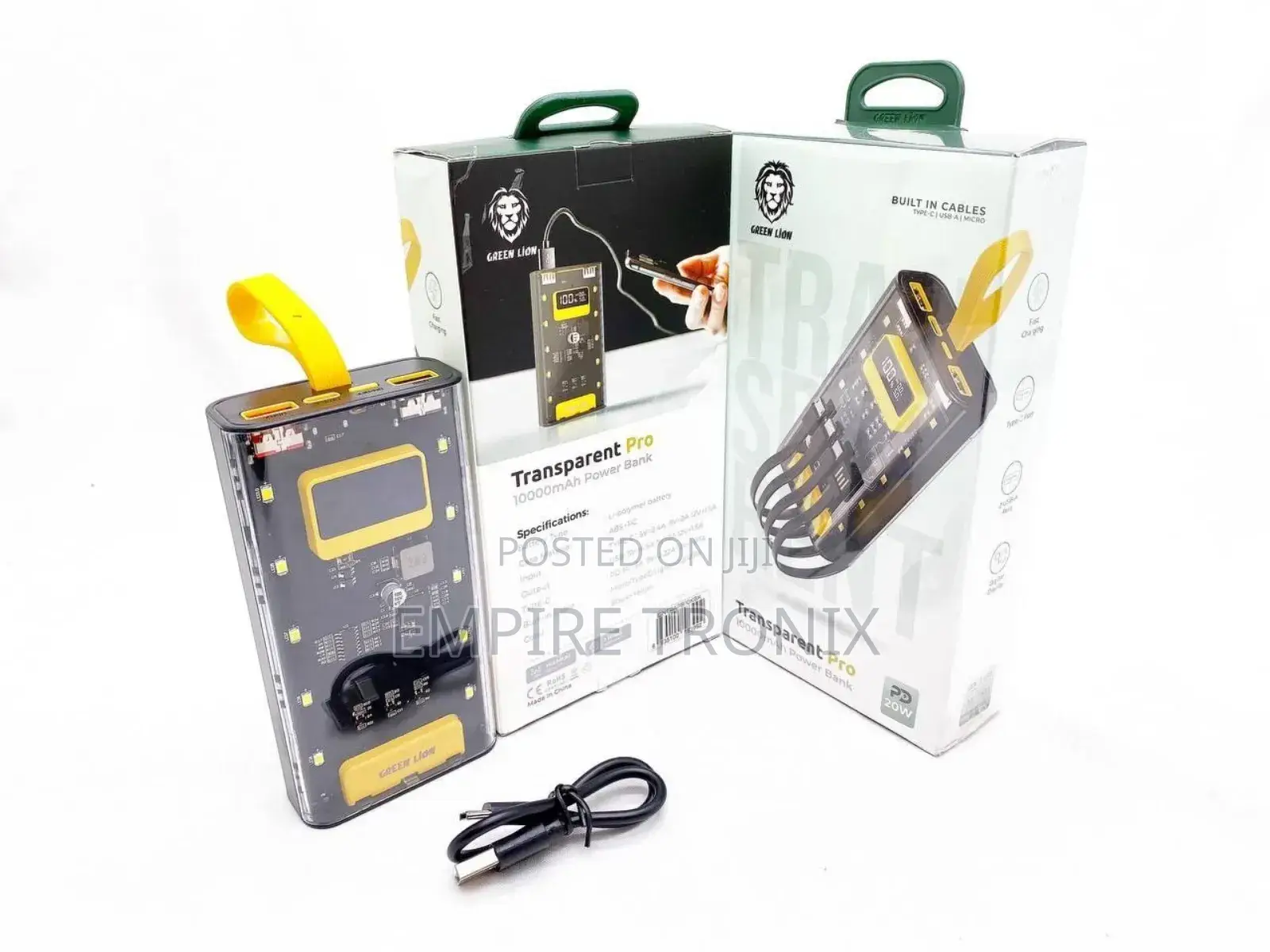 Green Lion Transparent Pro 20000mah Power Bank - Black