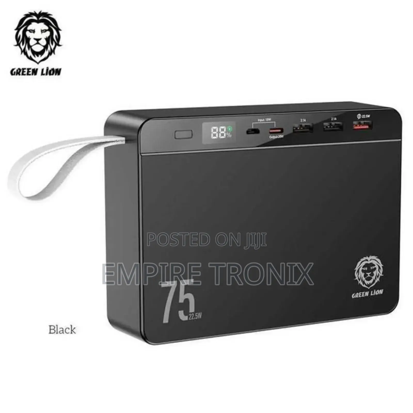 Green Lion Power Bank 75000mah PD 20W QC3.0 22.5W - Black