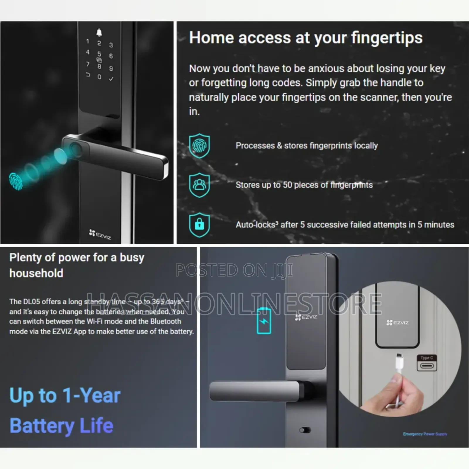 Ezviz Smart Digital Fingers Print Door Lock DL05