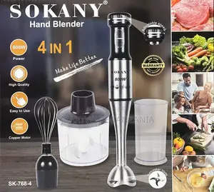 4in1 Hand Blender With Milk Frother, Chopper, Whisker Jar