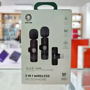 Green Lion 3 in 1 Wireless Microphone - Black