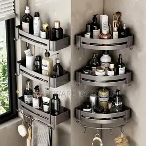 Corner Shower Rack Caddy With Hooks Adhesive Shower Shelf