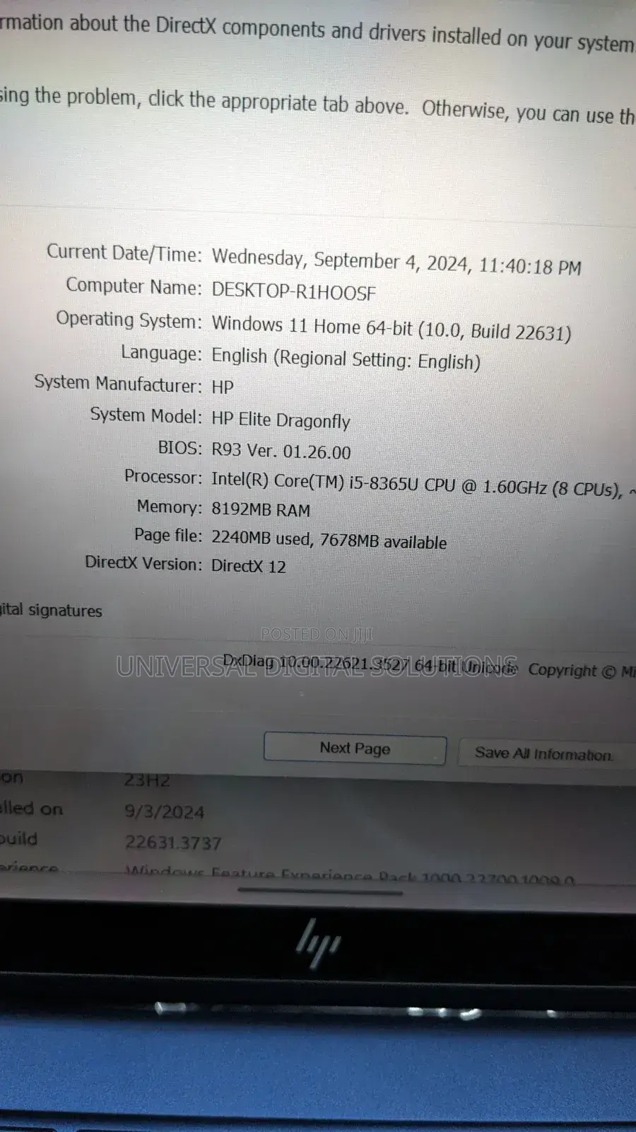 Laptop HP Dragonfly G2 8GB Intel Core i5 SSD 256GB