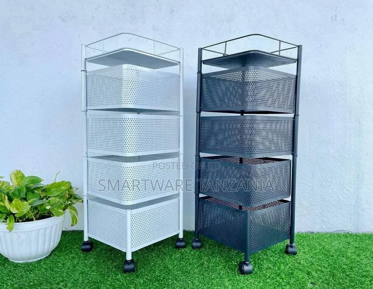 4 Layer With Top Layer Kitchen Rotating Trolley Storage Rack