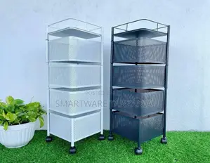 4 Layer With Top Layer Kitchen Rotating Trolley Storage Rack