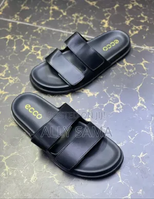 Mens Sandals Black Material Leather