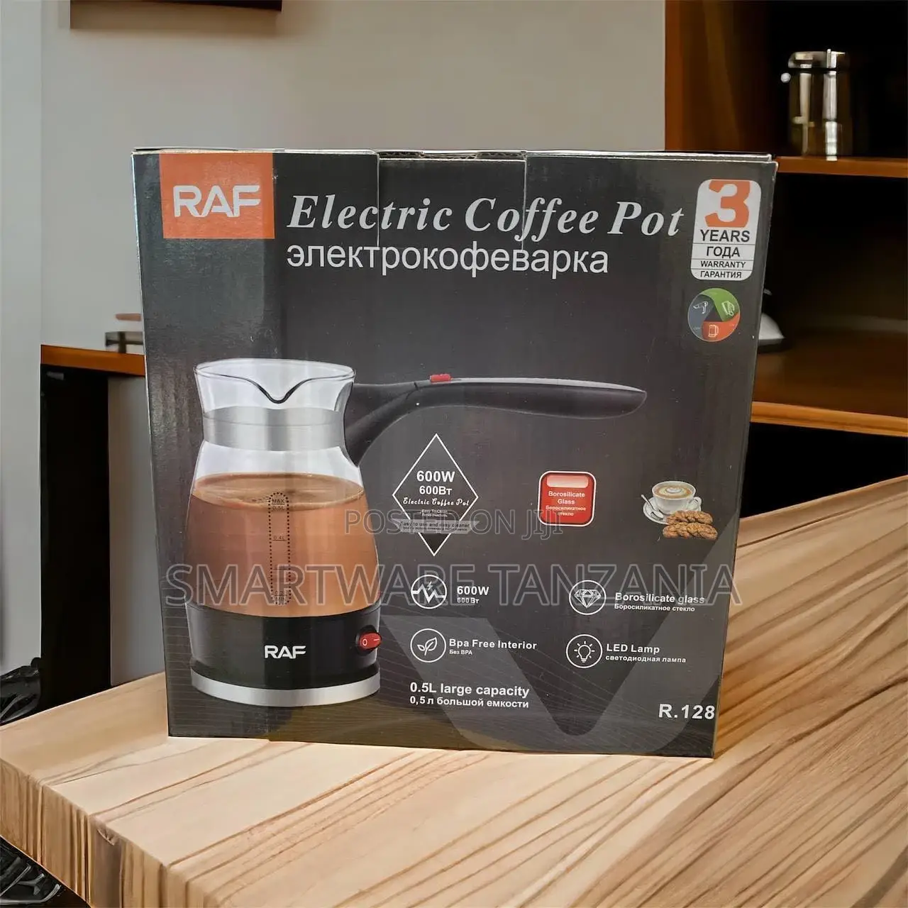 RAF 500ml Electric Coffee Pot With Collapsible Handle