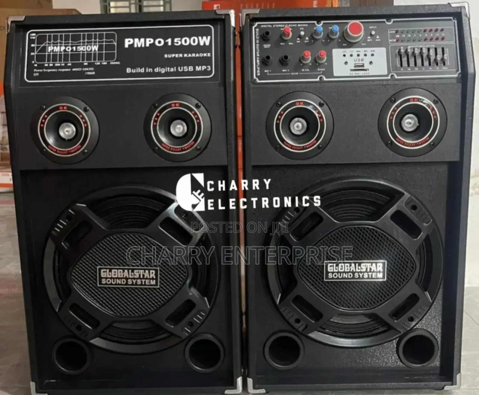 GLOBAL-STAR Super KARAOKE Speaker With 2 Mic Amplifier 1500W