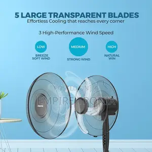Nikai Stand Fan 16" 3 Speed 45 W Plastic Blade