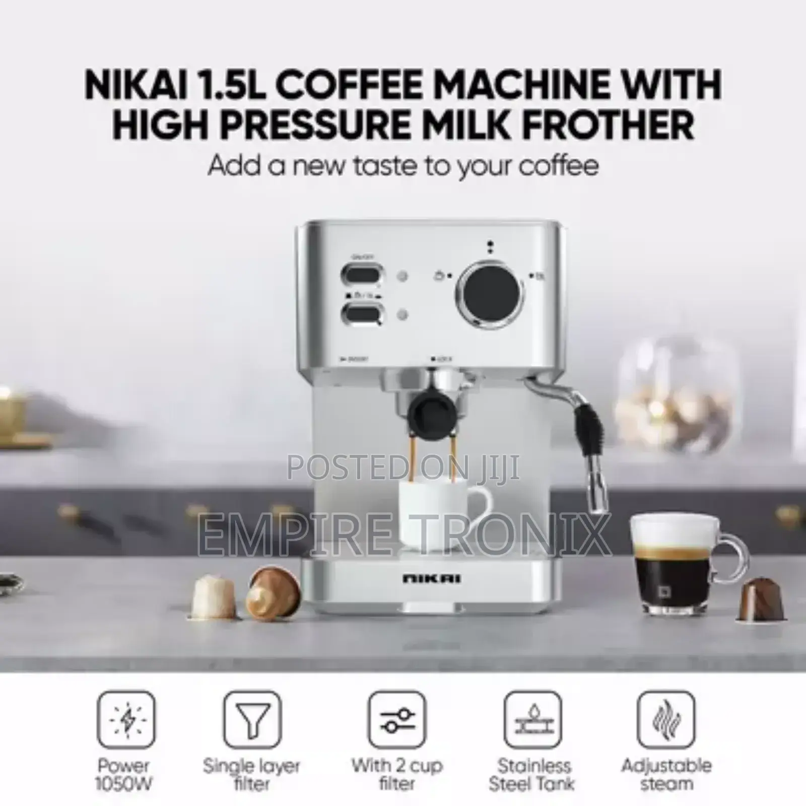Nikai Coffee Machine for Making Espresso, Cappuccino Latte
