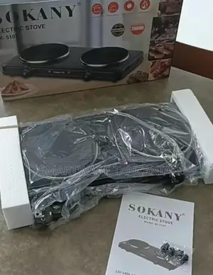 Sokany Double Burner Electric Hot Plate, 2000W, Black