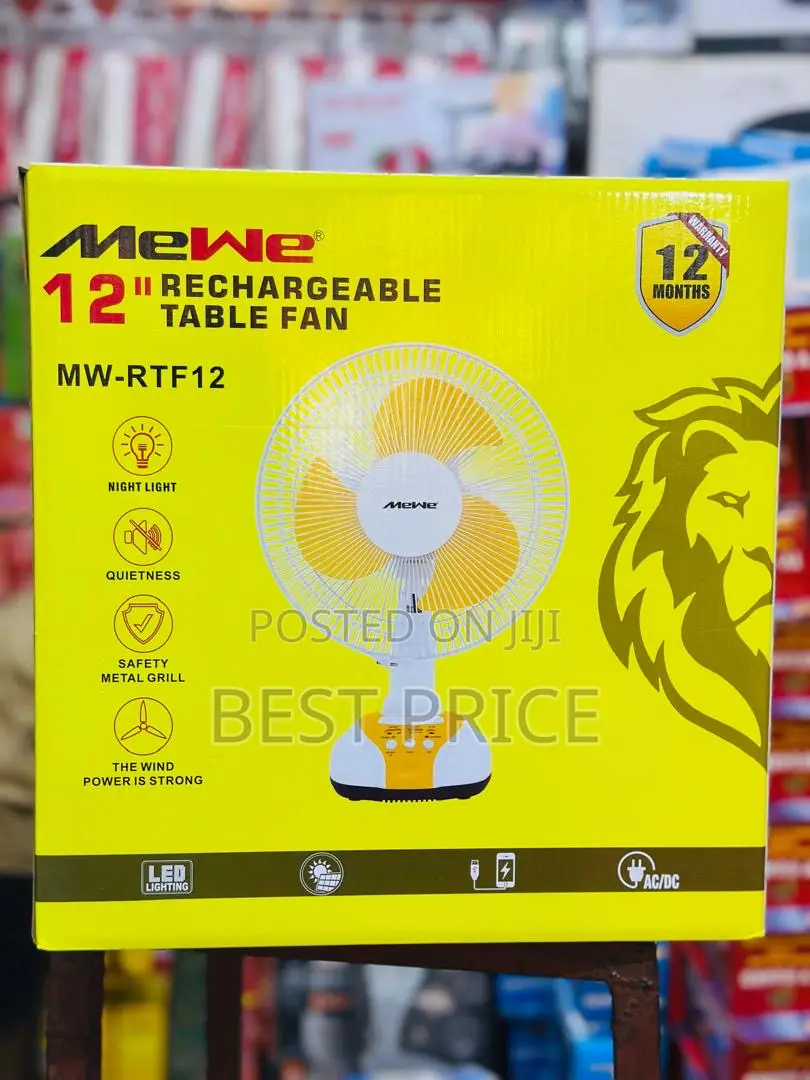 Mewe 12” Rechargeable Table Fan Mw-Rtf12