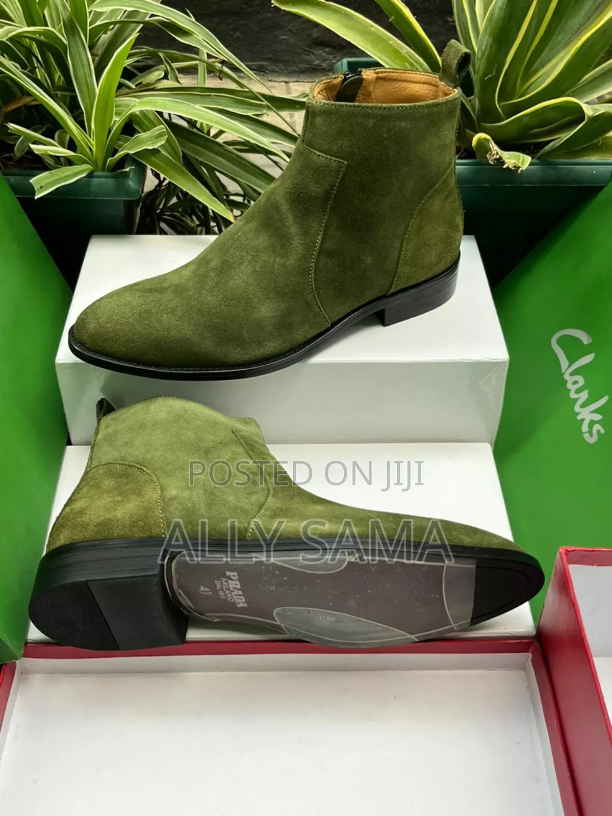 Mens Travolta PRADA Green Material Leather