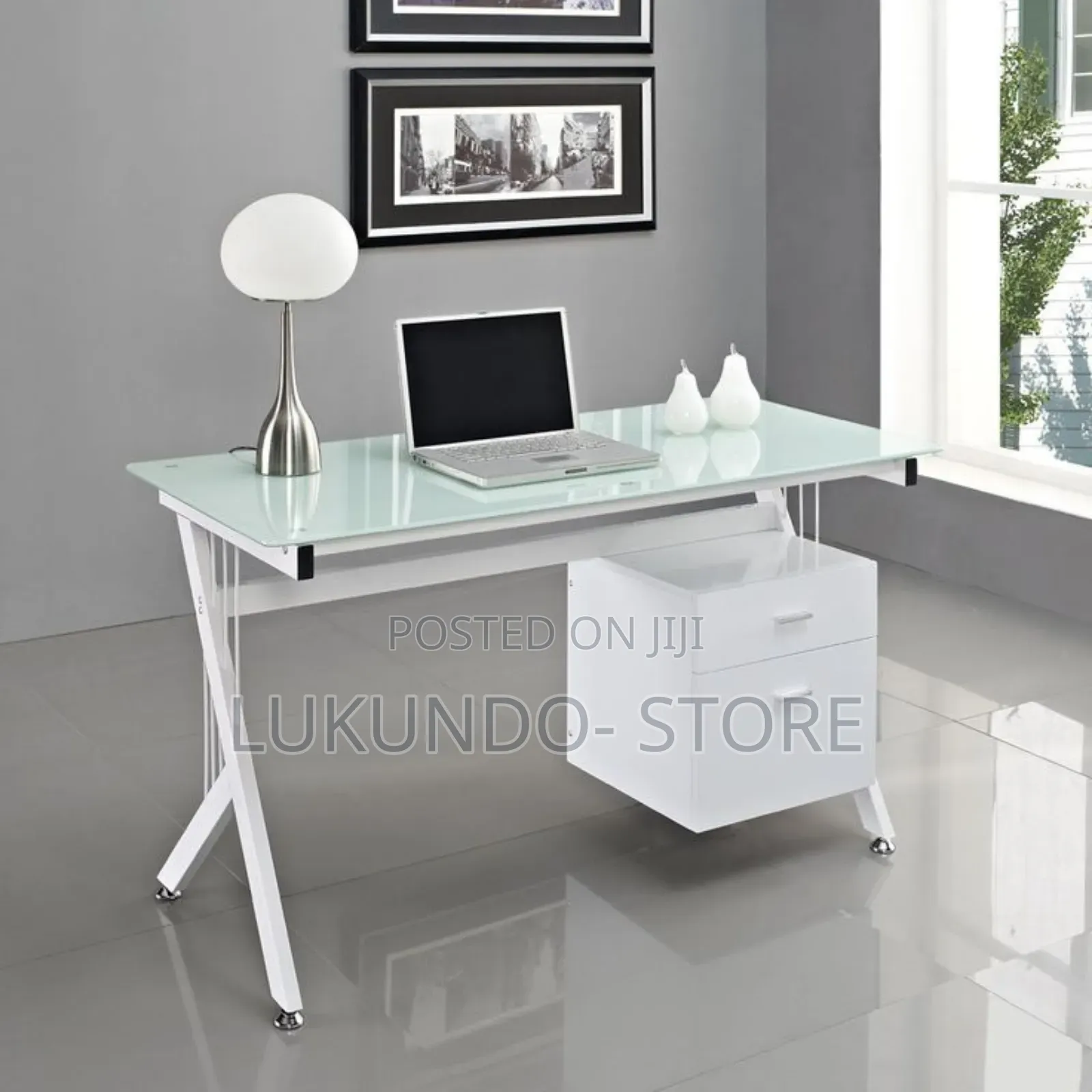 Glass Top Office Desk With Drawers